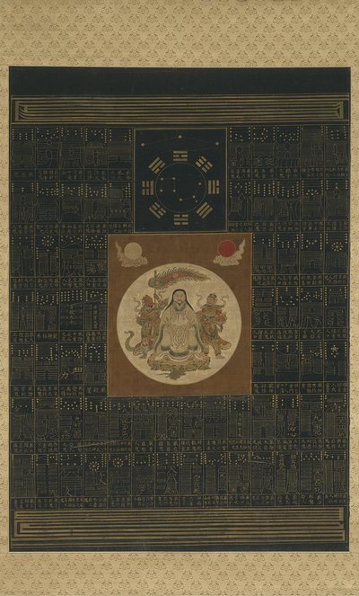 Zhenwu med de åtta trigrammen, den norra skövlaren och talismans, Qing-dynastin av Chinese School