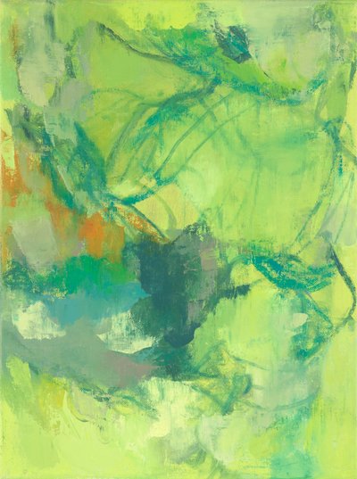 Abstrakt komposition, Organic/Garden series II, 2022 (olja på linneduk) av Ching Fun Tso