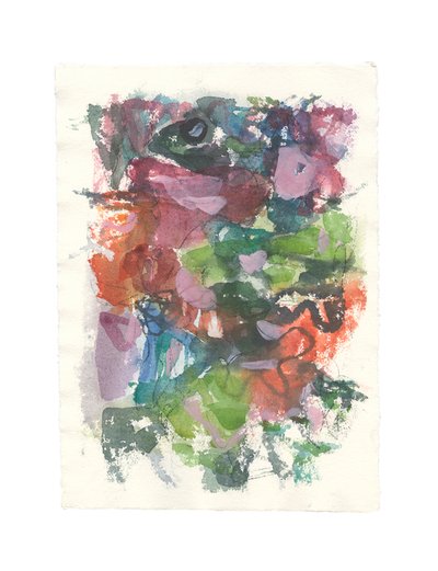 Abstrakt komposition, Organisk serie, 2021 (akvarell, gouache  kol på handgjort akvarellpapper) av Ching Fun Tso