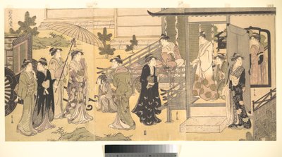 En förklädd scen ur Berättelsen om Genji (Fūryū Yatsushi Genji), kapitel 33, ”Blåregnsblad (Fuji no uraba)” av Chobunsai Eishi