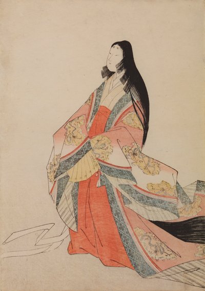 Hovdam, illustration ur albumet: Trettiosex kvinnliga poeter / Nishiki-zuri onna sanju rokkasen e-zukushi av Chobunsai Eishi