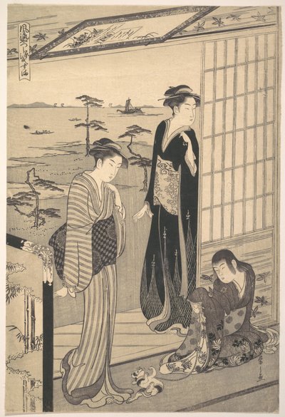 Genji i exil i Suma, ur serien Genji i modernt mode (Fūryū yatsushi Genji: Suma) av Chobunsai Eishi