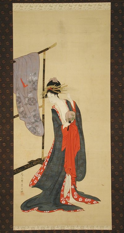 Oiran im Sommerkimono av Chobunsai Eishi