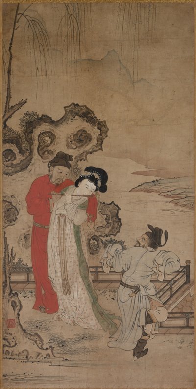 Kejsar Minghuang lär Yang Gueifei att spela flöjt, sent 1400-tal - början av 1500-talet. av Choryusai