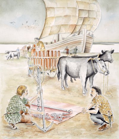 Handel vid Hengistbury Head, Dorset, 1:a århundradet f.Kr. c1990-c2010 av Chris Evans