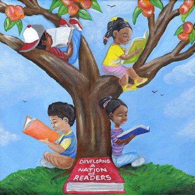 Developing a Nation of Readers, 2015 (akryl på duk) av Chris Fabor