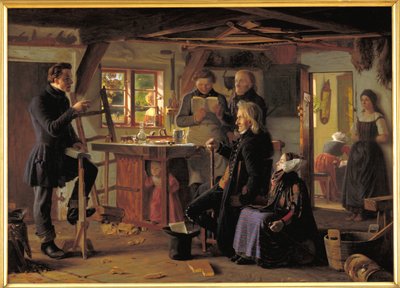 Mormoner på besök hos en lantsnickare av Christen Dalsgaard