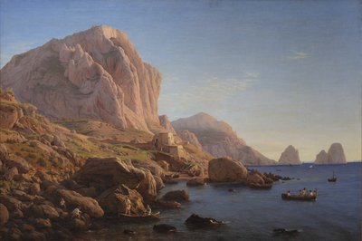 En stenig kust, Capri. Efter soluppgången av Christen Købke