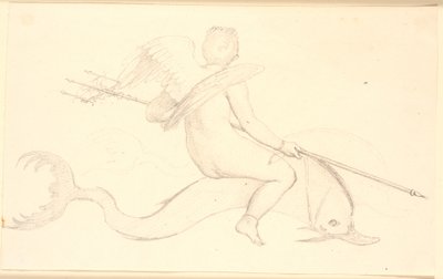 Cupid rider på en delfin. Pompeians motiv av Christen Købke