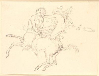 Bacchante sitter på ryggen av en rufsig kentaur. Pompeians motiv av Christen Købke