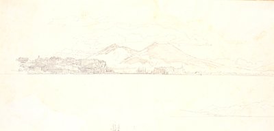 En del av Neapelbukten från Villa Reale. Vesuvius i bakgrunden av Christen Købke