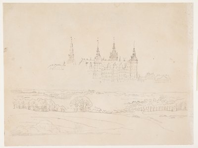 Studie till Glyptoteks "Höstlandskap. Frederiksborgs slott i mitten" av Christen Købke