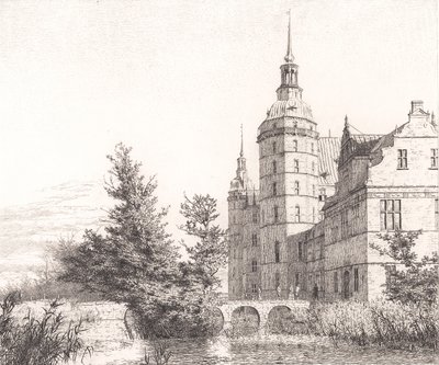 Frederiksborgs slott. Parti vid Myntbron av Christen Købke