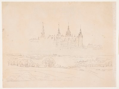 Studie till Glyptoteks "Höstlandskap. Frederiksborgs slott i mitten" av Christen Købke