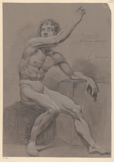 Sittande manlig naken, sedd från sidan (3:e pris 1796) av Christiaan Andriessen
