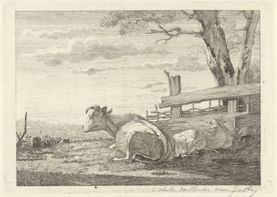 Boskap vilar i ett landskap av Christiaan Godfried Schutze van Houten