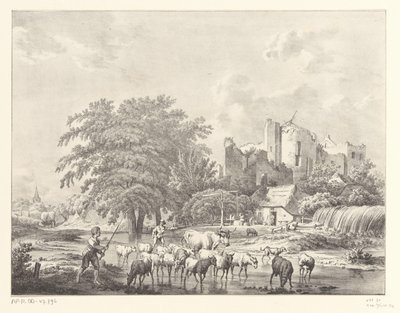 Boskapsbesättning vid ruinerna av Brederode Kasteel Castle av Christiaan Josi