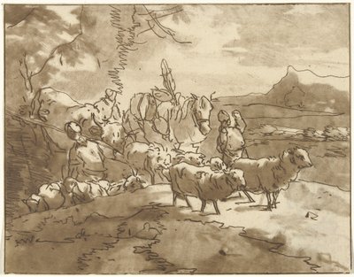 Landskap med herdar och boskap av Christiaan Josi