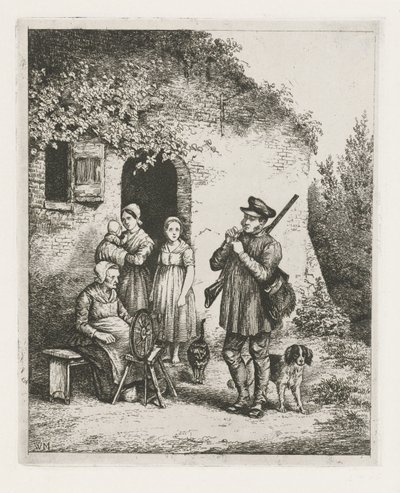 Företag framför ett hus av Christiaan Wilhelmus Moorrees