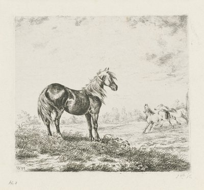 Landskap med tre hästar av Christiaan Wilhelmus Moorrees