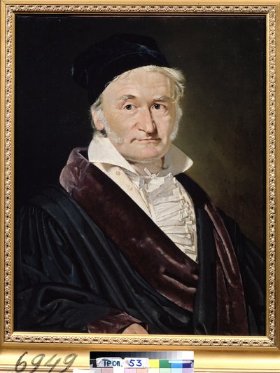""Portrait du scientifique allemand Karl (Carl) Friedrich Gauss (1777-1855)"" (Porträtt av matematikern, astronomen och fysikern Carl Friedrich Gauss (1777-1855)) Peinture de Christian Albrecht Jensen (1792-1870) 1840 Dim. 66x52 cm Musee Pouchkine, M av Christian Albrecht Jensen