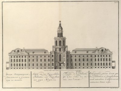 Imperial Library and Kunstkammer Från: Byggnaden av Imperial Academy of Sciences, 1741 av Christian Albrecht Wortmann