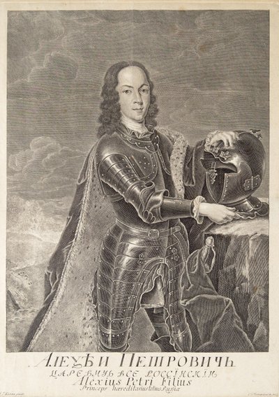 Porträtt av Tsarevich Alexei Petrovich av Ryssland 1690-1718, ca. 1740 av Christian Albrecht Wortmann