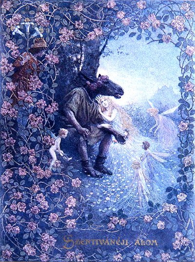 Illustration från "En midsommarnattsdröm" av William Shakespeare (1565-1616) ca 1900 (litho) av Christian August Printz