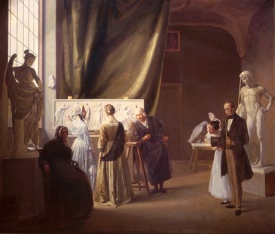 Bertel Thorvaldsens studio (1770-1844) 1899 (olja på duk) av Christian Bang