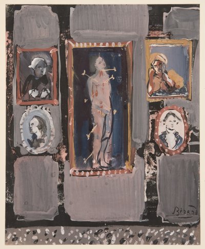 Saint Sebastian på en grå bakgrund, ca. 1935-1945 (gouache på papper) av Christian Bérard