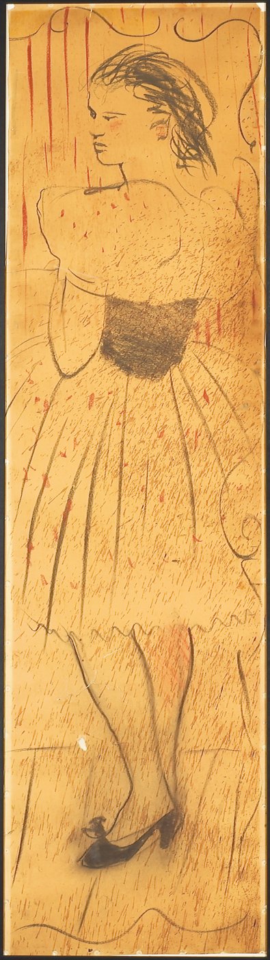 Triptyk (ritning av en älskares scen) (penna på papper) (se även 742028-29) av Christian Bérard
