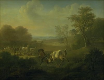 Rådjur i Dyrehaven, i bakgrunden Eremitaget av Christian David Gebauer