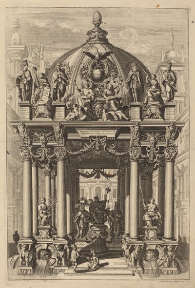 Triumfbåge för Lotharius II av Christian Engelbrecht and Johann Andreas Pfeffel, after Peter Schubert von Ehrenberg