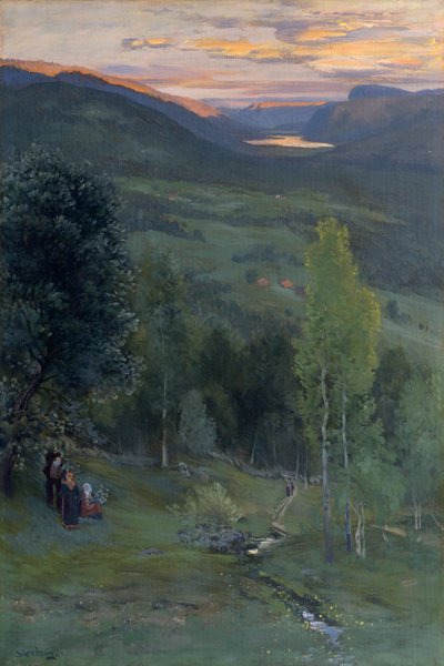 Midsommar, Eggedal (olja på duk) av Christian Eriksen Skredsvig