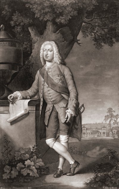 Thomas Coke, Earl of Leicester. Porträtt. (skriva ut) av Christian Friedrich (after) Zincke