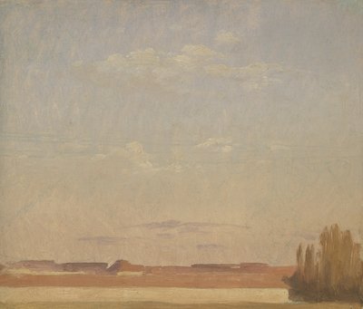 Utsikt över hustaken i en Dresden-förort (olja på papper monterad på duk) av Christian Friedrich Gille
