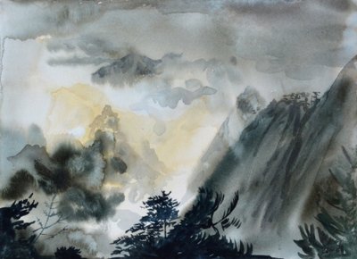 Black Mountain, 2015 (akvarell på papper) av Christian Furr