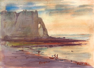 Burnt Orange Burgundy Etretat (akvarell) av Christian Furr
