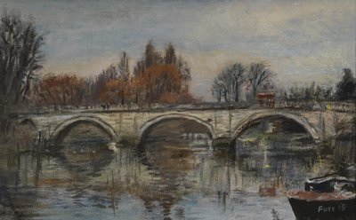 Forever Autumn, Red Leaves- Richmond Bridge, 2015 (olja på duk) av Christian Furr