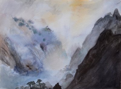 Magic Mountain, 2015 (akvarell på papper) av Christian Furr