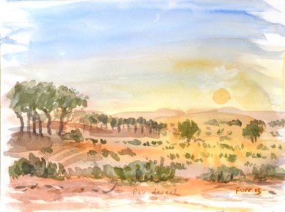 Rak Desert II, 2016 (akvarell) av Christian Furr