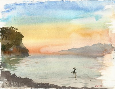 Rosa Joniska havet (akvarell) av Christian Furr