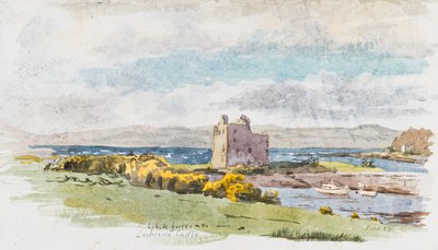 White Horses At Lochranza Castle, 2017 (akvarell på akvarellpapper) av Christian Furr