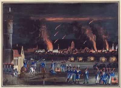 Första koalitionen - 13 juni 1796: Bombarderingen av Frankfurt am Main (Frankfurt) av det franska bombardementet av Frankfurt am Main av den franska armén, 13 juli av Christian Georg the Elder Schuetz