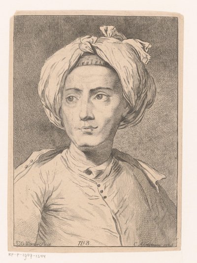 Porträtt av en man, möjligen ett självporträtt av Christian Gottlieb Werner av Christian Gottlieb Werner (prentmaker)