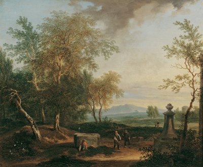 Landskap med en piedestal av Christian Hilfgott Brand