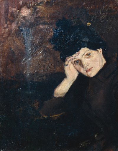 Albertine med svart hatt av Christian Krohg