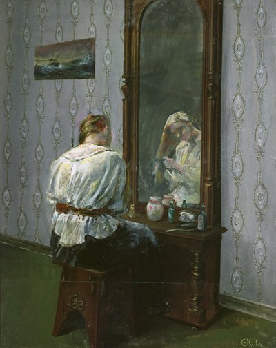 Framför spegeln (olja på duk) av Christian Krohg