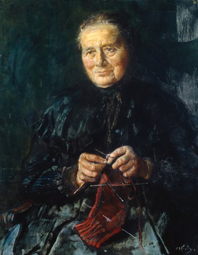Stickande hustru (målning) av Christian Krohg