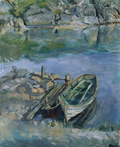 Roddbåt med kaj av Christian Krohg